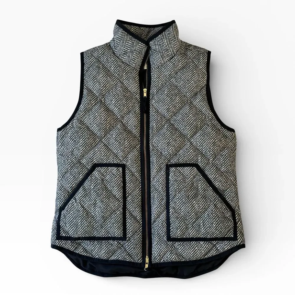 J Crew Excursion Blogger Favorite Quilted Down Fill Vest Herringbone Medium